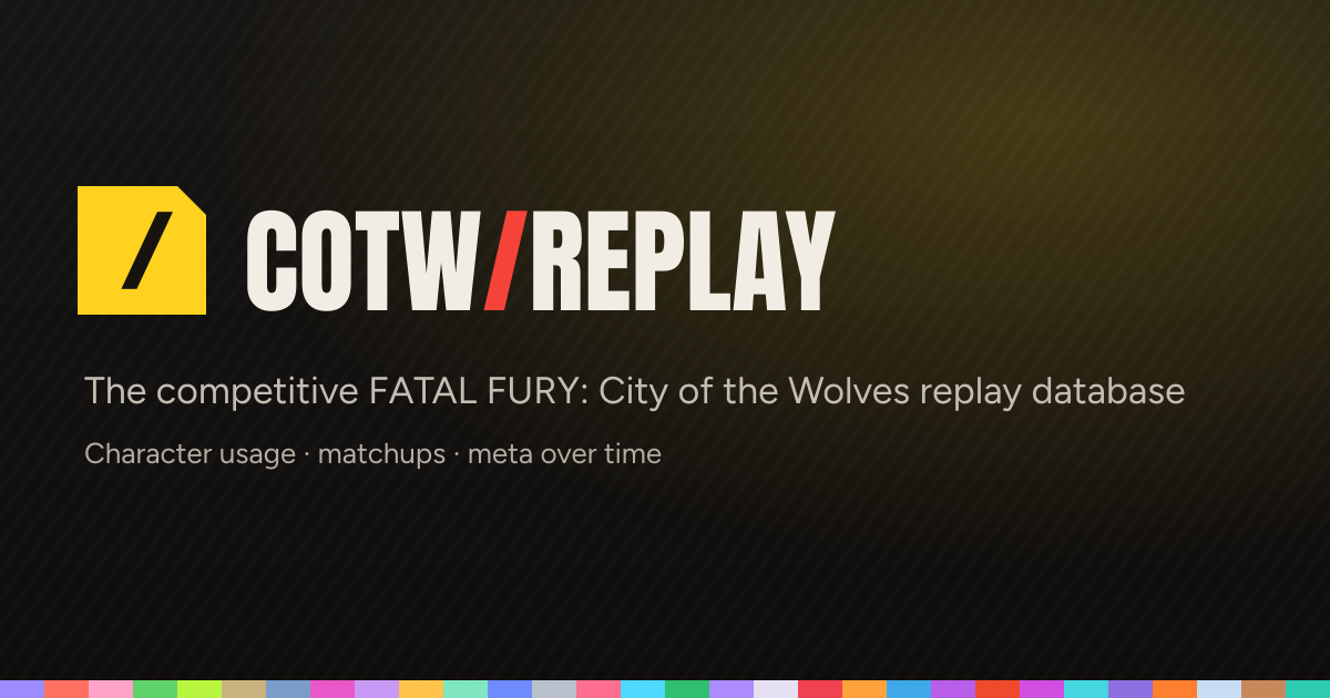 FATAL FURY: CotW Replay Database